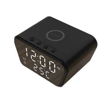 Chargeur de téléphone sans fil noir avec réveil, chargeur Qi pour Airpods