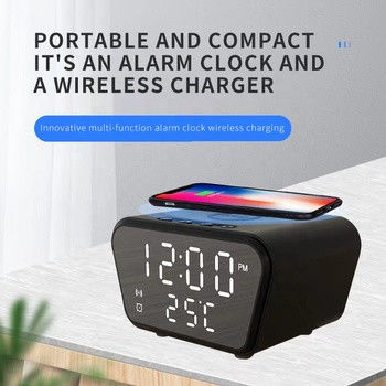 Chargeur de téléphone sans fil noir avec réveil, chargeur Qi pour Airpods