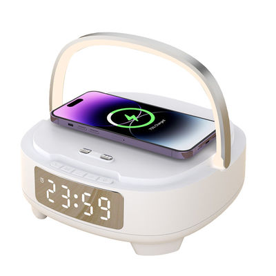 Réveil multifonctionnel, chargeur de téléphone, haut-parleur Bluetooth 15W avec lumière nocturne