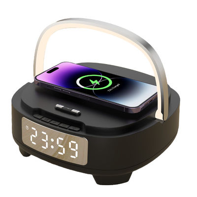 Réveil multifonctionnel, chargeur de téléphone, haut-parleur Bluetooth 15W avec lumière nocturne