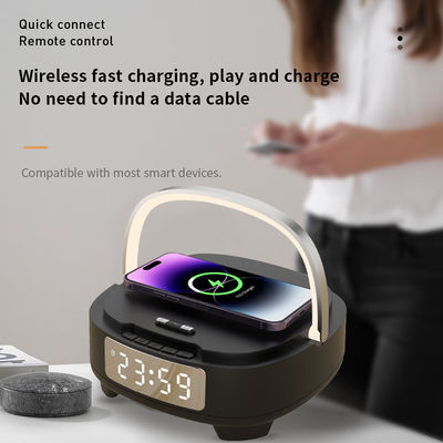 Réveil multifonctionnel, chargeur de téléphone, haut-parleur Bluetooth 15W avec lumière nocturne