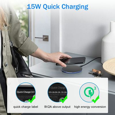 Pad de charge sans fil portatif 2 en 1 Qi 10W Surface miroir pour téléphone portable