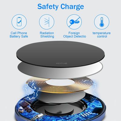 Pad de charge sans fil portatif 2 en 1 Qi 10W Surface miroir pour téléphone portable
