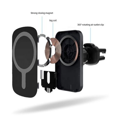 Chargeur de voiture sans fil compatible, chargeur de voiture Qi magnétique 10W