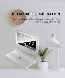 Alarme multi-fonction Qi Chargeur sans fil Station d'accueil de l'horloge 15W tout en un