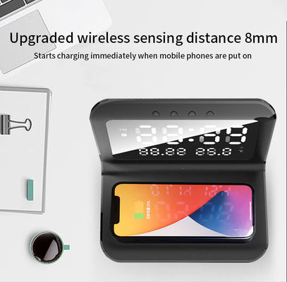 Affichage LED 4 en 1 Chargeur sans fil Qi, Chargeur de téléphone sans fil avec horloge 15w