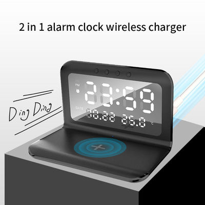 Affichage LED 4 en 1 Chargeur sans fil Qi, Chargeur de téléphone sans fil avec horloge 15w