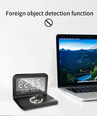 Affichage LED 4 en 1 Chargeur sans fil Qi, Chargeur de téléphone sans fil avec horloge 15w