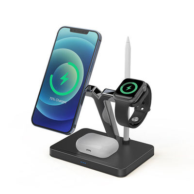Chargeurs sans fil magnétiques portatifs noirs 4 en 1