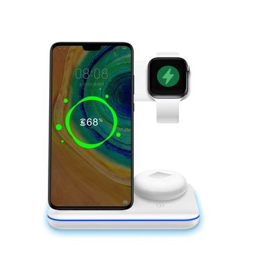 Chargeur sans fil Qi ignifuge rapide 15w 3 en 1 avec lampe