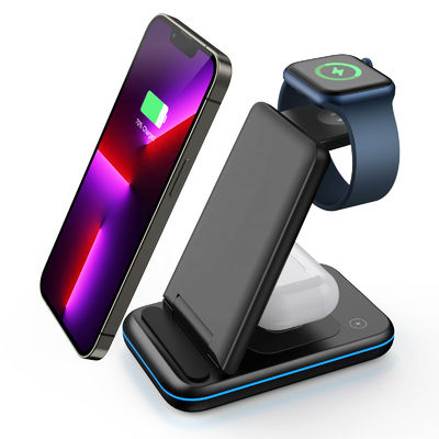 Chargeur sans fil de 15W pour iPhone, station de recharge sans fil pour téléphone cellulaire Qi