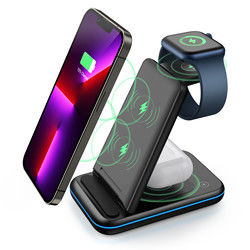 Chargeur sans fil de 15W pour iPhone, station de recharge sans fil pour téléphone cellulaire Qi