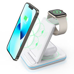 Chargeur sans fil de 15W pour iPhone, station de recharge sans fil pour téléphone cellulaire Qi