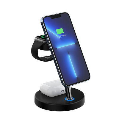 Chargeur magnétique portable certifié FCC, station de recharge sans fil 4 en 1 15w