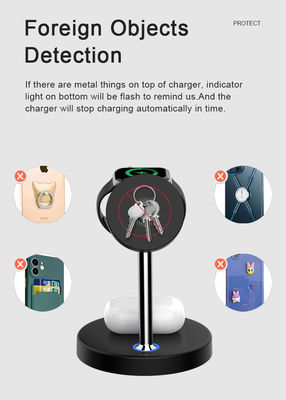 Chargeur magnétique portable certifié FCC, station de recharge sans fil 4 en 1 15w