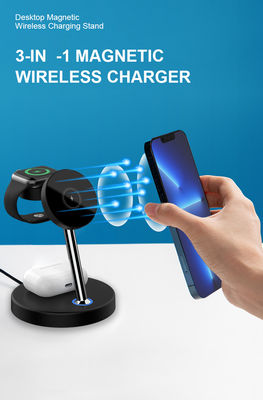 Chargeur magnétique portable certifié FCC, station de recharge sans fil 4 en 1 15w