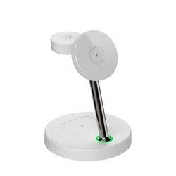 Chargeur magnétique portable certifié FCC, station de recharge sans fil 4 en 1 15w