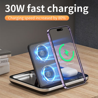 Dimming rapide Qi chargeur sans fil Dock Stand 15W Haute efficacité