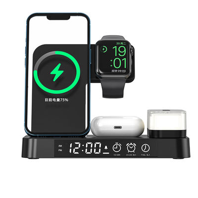 Matériau ABS 5 en 1 Chargeur sans fil, Chargeur sans fil Horloge avec indicateur LED
