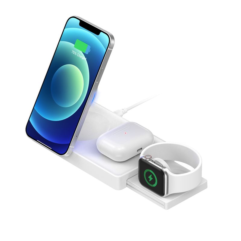 Chargeur sans fil Qi magnétique 3 en 1, base de charge sans fil pour Iphone 9V