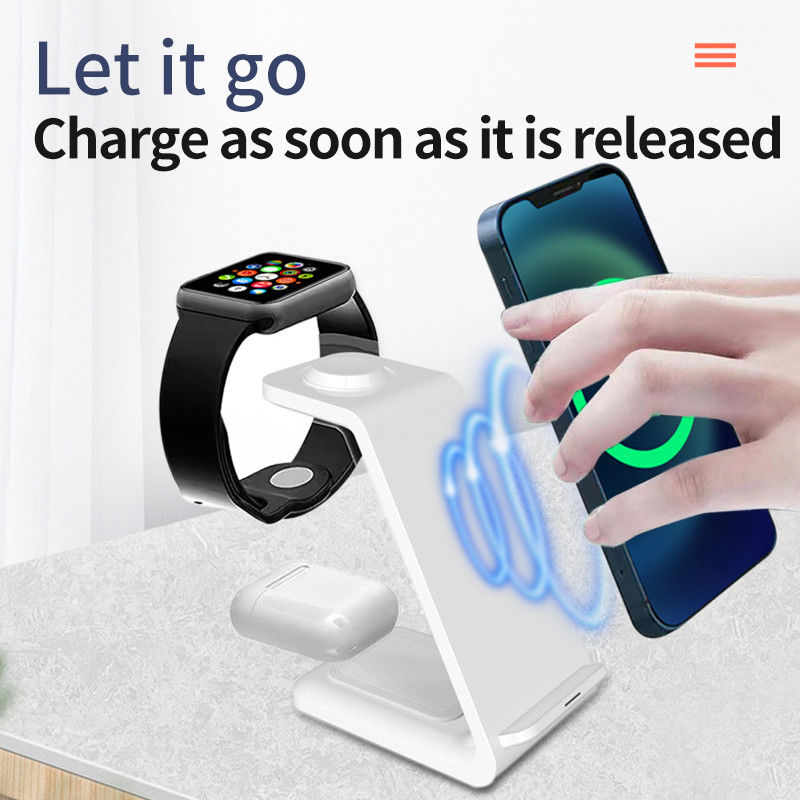 Chargeur sans fil multifonctionnel Qi 3 en 1 15w Pour Iphone Iwatch Type de support téléphonique